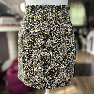 Topshop Black & Yellow Floral Mini Pencil Skirt With O Ring Stripes